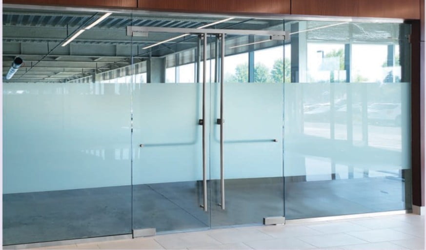 Custom Sandblasted Glass Doors