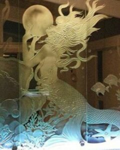 Sandblasted Glass Mermaid