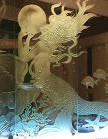 Sandblasted Glass Mermaid