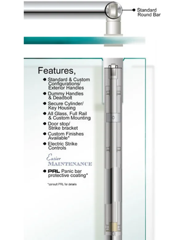 Top Latching Panic Device Standard Round Bar Features